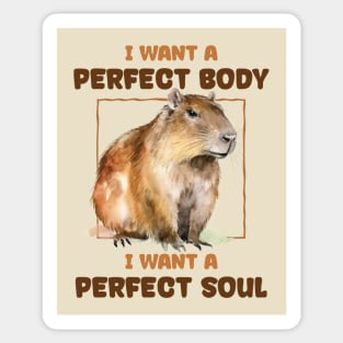 funny-capybara, I Want A Perfect Body Vintage Sticker